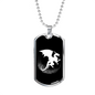 Dragon Black And White Necklace Stainless Steel or 18k Gold Dog Tag 24" Chain-Express Your Love Gifts