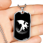 Dragon Black And White Necklace Stainless Steel or 18k Gold Dog Tag 24" Chain-Express Your Love Gifts