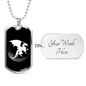 Dragon Black And White Necklace Stainless Steel or 18k Gold Dog Tag 24" Chain-Express Your Love Gifts