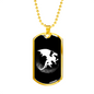 Dragon Black And White Necklace Stainless Steel or 18k Gold Dog Tag 24" Chain-Express Your Love Gifts