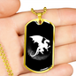 Dragon Black And White Necklace Stainless Steel or 18k Gold Dog Tag 24" Chain-Express Your Love Gifts