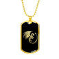 Dragon Dog Tag Stainless Steel or 18k Gold 24" Chain Gothic Dragons Pendant - Express Your Love Gifts