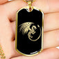 Dragon Dog Tag Stainless Steel or 18k Gold 24" Chain Gothic Dragons Pendant - Express Your Love Gifts