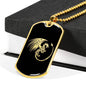 Dragon Dog Tag Stainless Steel or 18k Gold 24" Chain Gothic Dragons Pendant - Express Your Love Gifts