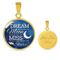 Dream Shoot For The Moon Circle Necklace Stainless Steel or 18k Gold 18-22" - Express Your Love Gifts