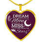 Dream Shoot For The Moon Necklace Stainless Steel or 18k Gold Heart Pendant 18-22" - Express Your Love Gifts