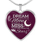 Dream Shoot For The Moon Necklace Stainless Steel or 18k Gold Heart Pendant 18-22" - Express Your Love Gifts