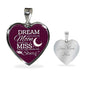 Dream Shoot For The Moon Necklace Stainless Steel or 18k Gold Heart Pendant 18-22" - Express Your Love Gifts