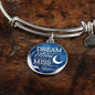 Dream Shoot For The Moon Stainless Steel or 18k Gold Circle Bangle Bracelet - Express Your Love Gifts