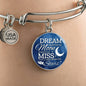 Dream Shoot For The Moon Stainless Steel or 18k Gold Circle Bangle Bracelet - Express Your Love Gifts