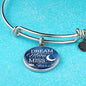 Dream Shoot For The Moon Stainless Steel or 18k Gold Circle Bangle Bracelet - Express Your Love Gifts