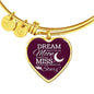 Dream Shoot For The Moon Stainless Steel or 18k Gold Heart Bangle Bracelet - Express Your Love Gifts