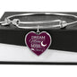 Dream Shoot For The Moon Stainless Steel or 18k Gold Heart Bangle Bracelet - Express Your Love Gifts