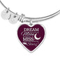 Dream Shoot For The Moon Stainless Steel or 18k Gold Heart Bangle Bracelet - Express Your Love Gifts