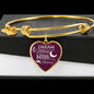Dream Shoot For The Moon Stainless Steel or 18k Gold Heart Bangle Bracelet - Express Your Love Gifts