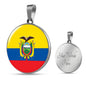 Ecuador Flag Necklace Ecuador Flag Circle Pendant Stainless Steel or 18k Gold 18-22" - Express Your Love Gifts