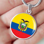 Ecuador Flag Necklace Ecuador Flag Circle Pendant Stainless Steel or 18k Gold 18-22" - Express Your Love Gifts
