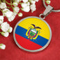 Ecuador Flag Necklace Ecuador Flag Circle Pendant Stainless Steel or 18k Gold 18-22" - Express Your Love Gifts
