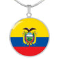 Ecuador Flag Necklace Ecuador Flag Circle Pendant Stainless Steel or 18k Gold 18-22" - Express Your Love Gifts