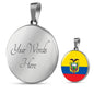 Ecuador Flag Necklace Ecuador Flag Circle Pendant Stainless Steel or 18k Gold 18-22" - Express Your Love Gifts