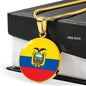 Ecuador Flag Necklace Ecuador Flag Circle Pendant Stainless Steel or 18k Gold 18-22" - Express Your Love Gifts