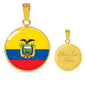Ecuador Flag Necklace Ecuador Flag Circle Pendant Stainless Steel or 18k Gold 18-22" - Express Your Love Gifts