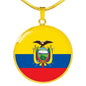 Ecuador Flag Necklace Ecuador Flag Circle Pendant Stainless Steel or 18k Gold 18-22" - Express Your Love Gifts