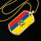 Ecuador Flag Necklace Ecuador Flag Stainless Steel or 18k Gold Dog Tag 24" - Express Your Love Gifts