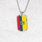 Ecuador Flag Necklace Ecuador Flag Stainless Steel or 18k Gold Dog Tag 24" - Express Your Love Gifts