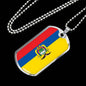 Ecuador Flag Necklace Ecuador Flag Stainless Steel or 18k Gold Dog Tag 24" - Express Your Love Gifts