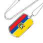 Ecuador Flag Necklace Ecuador Flag Stainless Steel or 18k Gold Dog Tag 24" - Express Your Love Gifts