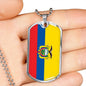 Ecuador Flag Necklace Ecuador Flag Stainless Steel or 18k Gold Dog Tag 24" - Express Your Love Gifts