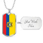 Ecuador Flag Necklace Ecuador Flag Stainless Steel or 18k Gold Dog Tag 24" - Express Your Love Gifts