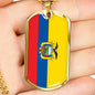 Ecuador Flag Necklace Ecuador Flag Stainless Steel or 18k Gold Dog Tag 24" - Express Your Love Gifts