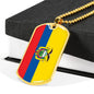 Ecuador Flag Necklace Ecuador Flag Stainless Steel or 18k Gold Dog Tag 24" - Express Your Love Gifts