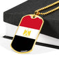 Egypt Flag Necklace Egypt Flag Stainless Steel or 18k Gold Dog Tag 24" - Express Your Love Gifts