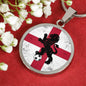 England Flag And Futbol/Soccer Circle Necklace Stainless Steel or 18k Gold 18-22" - Express Your Love Gifts