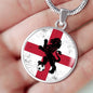 England Flag And Futbol/Soccer Circle Necklace Stainless Steel or 18k Gold 18-22" - Express Your Love Gifts