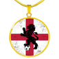 England Flag And Futbol/Soccer Circle Necklace Stainless Steel or 18k Gold 18-22" - Express Your Love Gifts