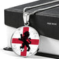 England Flag And Futbol/Soccer Circle Necklace Stainless Steel or 18k Gold 18-22" - Express Your Love Gifts
