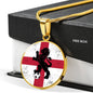 England Flag And Futbol/Soccer Circle Necklace Stainless Steel or 18k Gold 18-22" - Express Your Love Gifts