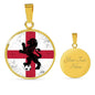 England Flag And Futbol/Soccer Circle Necklace Stainless Steel or 18k Gold 18-22" - Express Your Love Gifts
