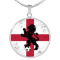 England Flag And Futbol/Soccer Circle Necklace Stainless Steel or 18k Gold 18-22" - Express Your Love Gifts