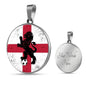 England Flag And Futbol/Soccer Circle Necklace Stainless Steel or 18k Gold 18-22" - Express Your Love Gifts