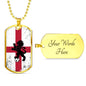 England Flag And Futbol/Soccer Necklace Stainless Steel or 18k Gold Dog Tag 24" Chain-Express Your Love Gifts