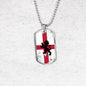 England Flag And Futbol/Soccer Necklace Stainless Steel or 18k Gold Dog Tag 24" Chain-Express Your Love Gifts