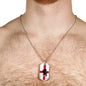 England Flag And Futbol/Soccer Necklace Stainless Steel or 18k Gold Dog Tag 24" Chain-Express Your Love Gifts