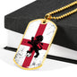 England Flag And Futbol/Soccer Necklace Stainless Steel or 18k Gold Dog Tag 24" Chain-Express Your Love Gifts