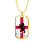England Flag And Futbol/Soccer Necklace Stainless Steel or 18k Gold Dog Tag 24" Chain-Express Your Love Gifts