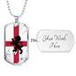 England Flag And Futbol/Soccer Necklace Stainless Steel or 18k Gold Dog Tag 24" Chain-Express Your Love Gifts